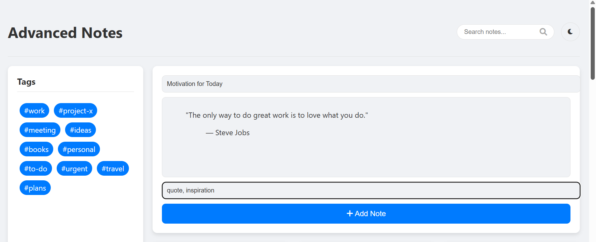NoteApp Interface