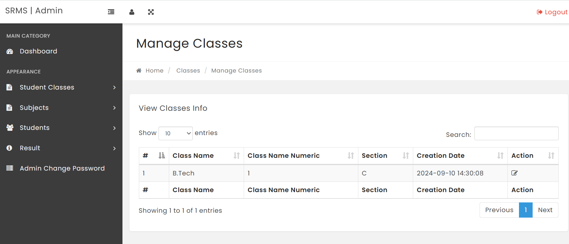 MANAGE CLASSES